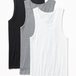 Go-Dry Rib-Knit Tank Tops 3-Pack