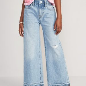 High-Waisted Baggy Ripped Wide-Leg Jeans for Girls