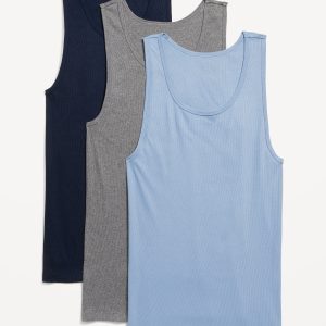 Go-Dry Rib-Knit Tank Tops 3-Pack