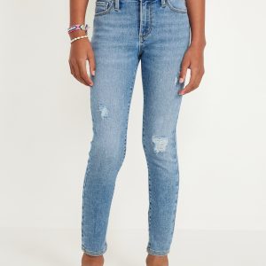 High-Waisted Rockstar 360° Stretch Ripped Jeggings for Girls