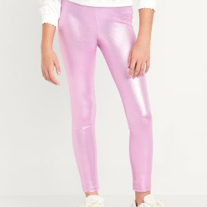 Shiny Foil Print Leggings for Girls