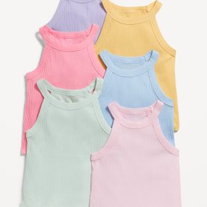 Fitted Halter Tank Tops 6-Pack for Toddler Girls