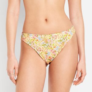 Mid-Rise Textured Bikini Swim Bottoms