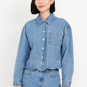 Jean Eyelet Jacket