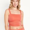 Ruched Longline Shine Swim Top