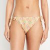 Mid-Rise Textured String Bikini Swim Bottoms