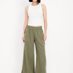 High-Waisted Crinkle Gauze Super Wide-Leg Pants