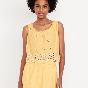 Sleeveless Eyelet Top