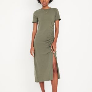 Ruched Midi T-Shirt Dress