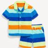 Short-Sleeve Terry Shirt and Shorts Set for Toddler Boys