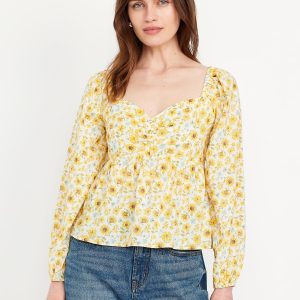 Long-Sleeve Floral Top