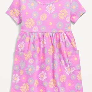 Printed Jersey-Knit Short-Sleeve Dress for Toddler Girls