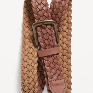 Braided Faux-Leather Belt for Men