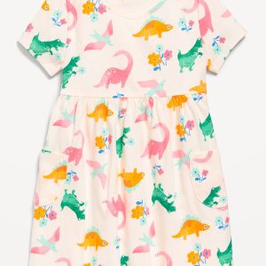 Printed Jersey-Knit Short-Sleeve Dress for Toddler Girls