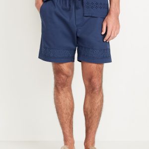 Eyelet-Hem Twill Shorts -- 7-inch inseam