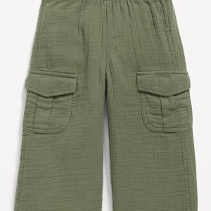 Double-Weave Wide-Leg Cargo Pants for Toddler Girls