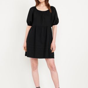 Pleated Mini Swing Dress