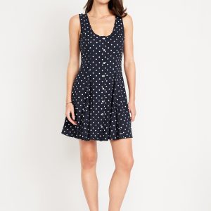 Fit & Flare Crepe Button-Front Mini Dress