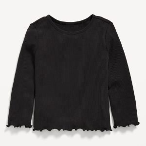 Fitted Long-Sleeve Ribbed T-Shirt for Toddler Girls
