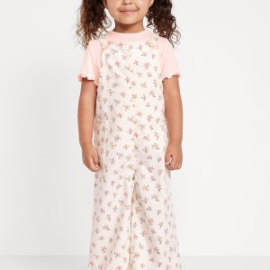 Short-Sleeve T-Shirt and Jumpsuit Set for Toddler Girls