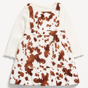 Long-Sleeve Ribbed T-Shirt and Corduroy Dress Set for Baby