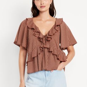 Ruffle V-Neck Top