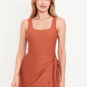 Matte Side-Tie Swim Dress