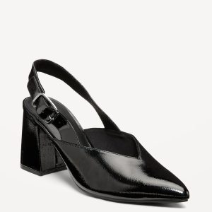 Faux-Leather Slingback Heels for Women