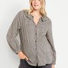 Maternity Long Sleeve Button-Down Ruffle Shirt